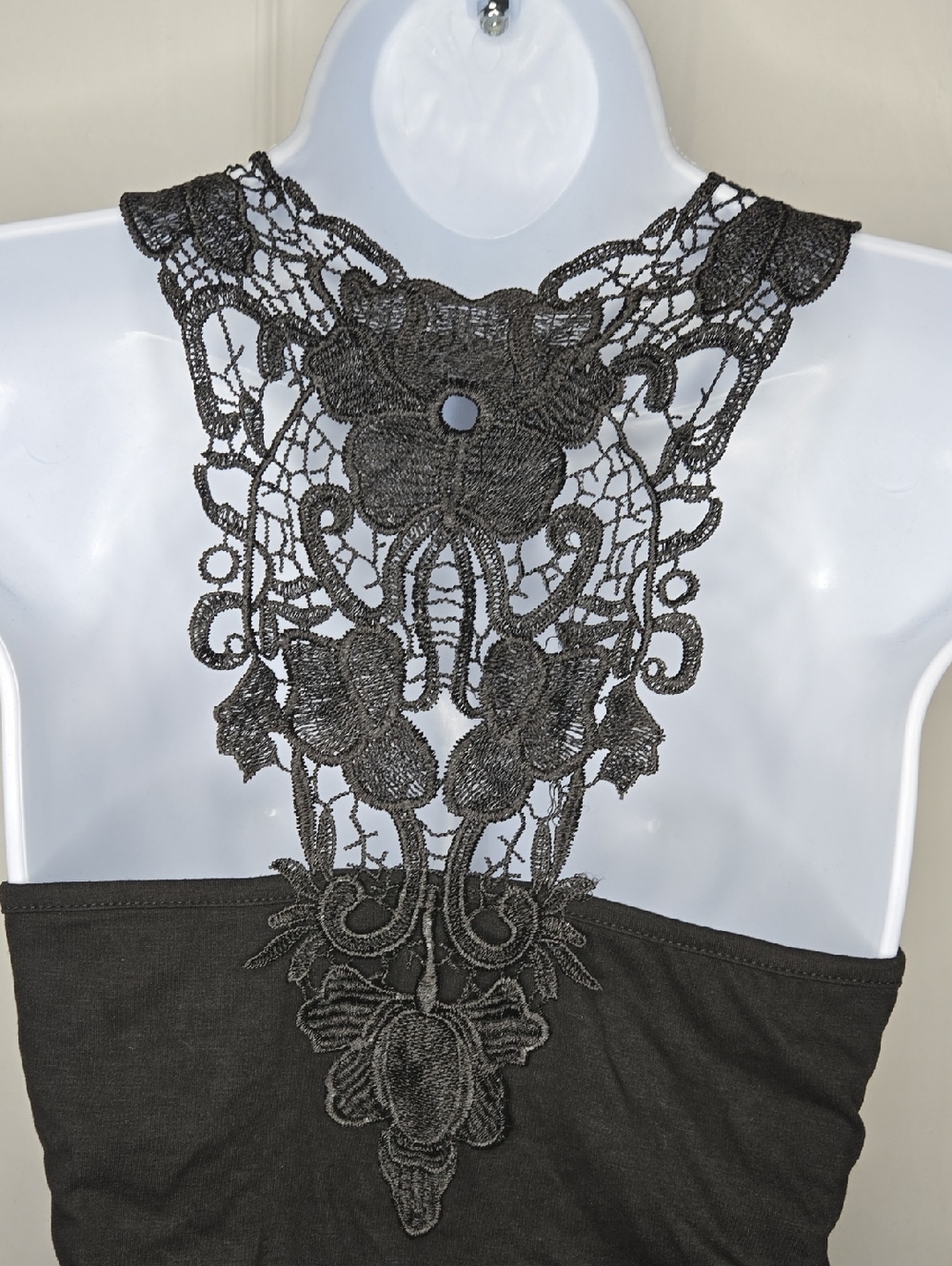 Black Halter Ring Gothic Tank Top L - Picture 5 of 5